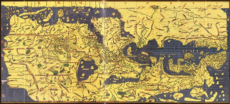 Tabula rogeriana, mapa del geógrafo árabe Muhammad al-Idrisi (1100-1165), 1154. Biblioteca Nacional de Francia