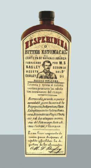 La primera botella de Hesperidina.