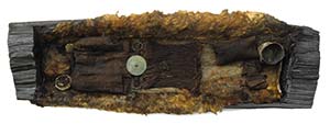 Los restos de la joven de Egtved, perteneciente a la Edad de Bronce, cuyo ataúd de roble fue dendrocronológicamente datado en 1370 a.C. Foto Roberto Fortuna, Museo Nacional de Dinamarca.