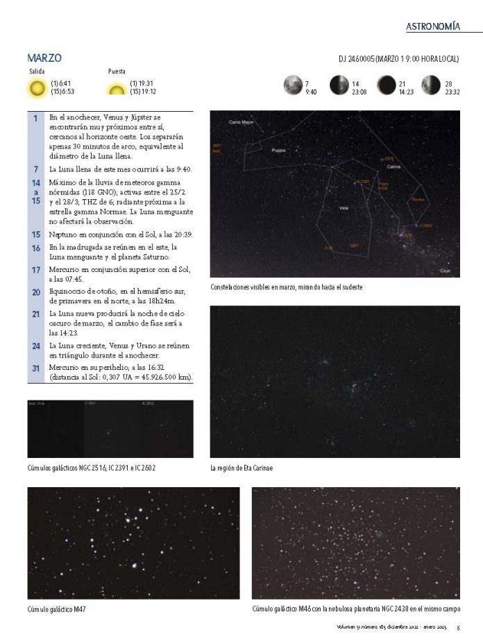 Guía del cielo NOCTURNO Número 52, enerojunio 2023 CienciaHoy